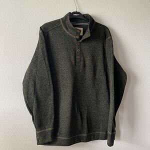 Weatherproof Original Vintage Dark Green 1/4 Button Up Sweater Mens‎ Pullover XL